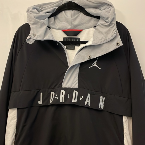 Vintage Jordan windbreaker hoody pullover black white Medium - Picture 2 of 13